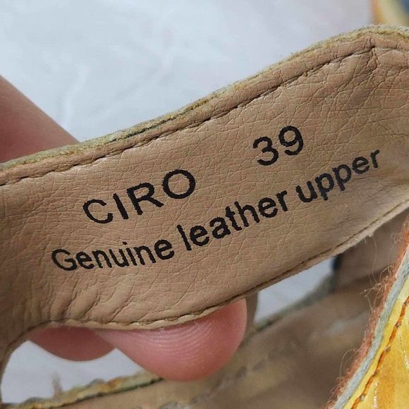 Spring Step Women's Ciro 39 US8-8,5 Leather Yellow Floral strappy Wedge sandals - Picture 13 of 13